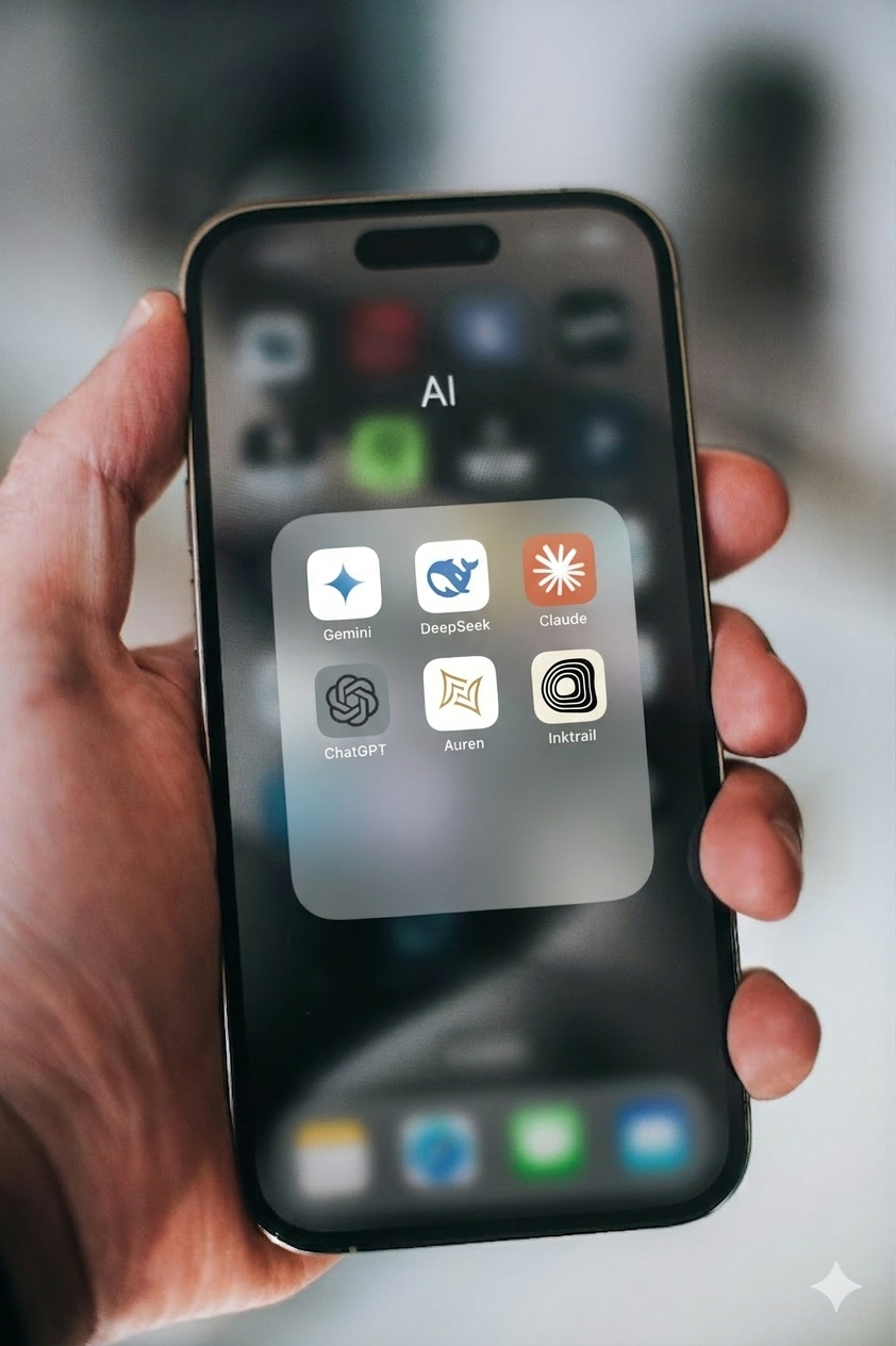 Phone showing AI applications